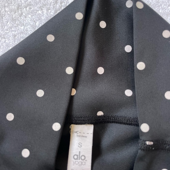 ALO Yoga Black and White Polka Dot Sports Bra and Shorts - Picture 2 of 3